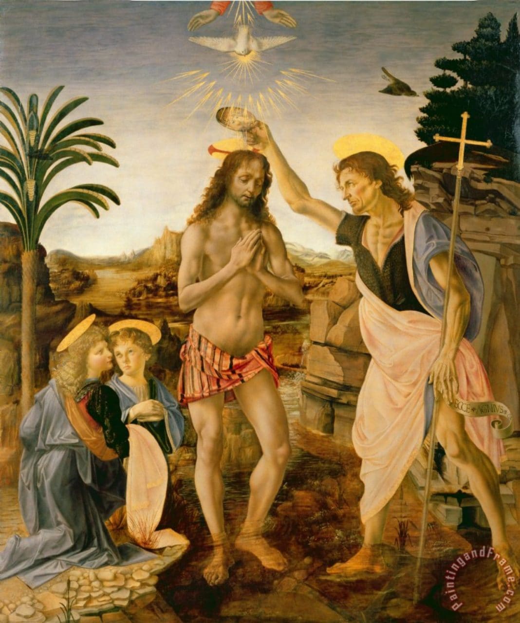 레오나르도 다 빈치와 베로키오가 공동으로 그린 그리스도의 세례(Baptism of Christ)