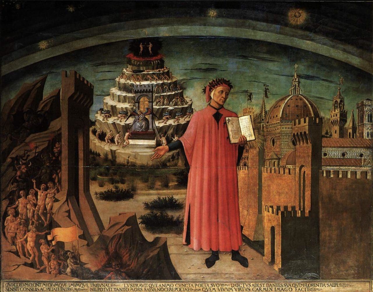 이탈리아 여행, 피렌체 산타 마리아 델 피오레 성당에 소장된 도메니코 디 미켈리노(Domenico di Michelino)가 1465년에 그린 '단테의 신곡(La commedia illumina Firenze)'