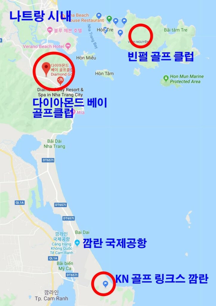 나트랑 다이아몬드 베이 골프클럽 구글 지도 상 위치(Diamond Bay Golf and Villa Map)2