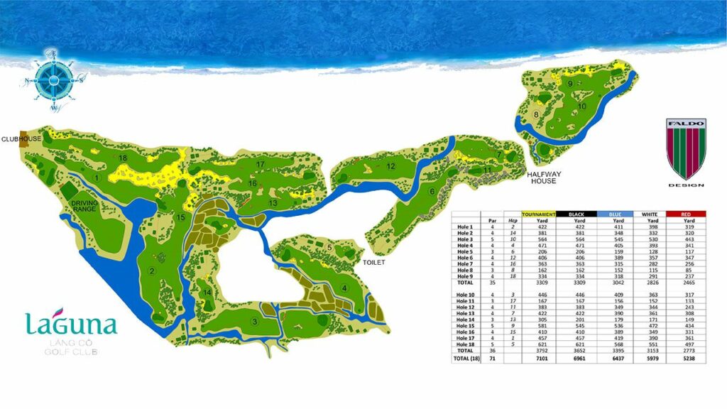 라구나 랑코 골프클럽(Laguna Lang Co Golf Club), 골프코스 맵, Laguna-Lang-Co-Golf-Couse-Map