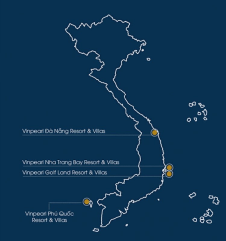 베트남 내 빈펄리조트 위치 지도