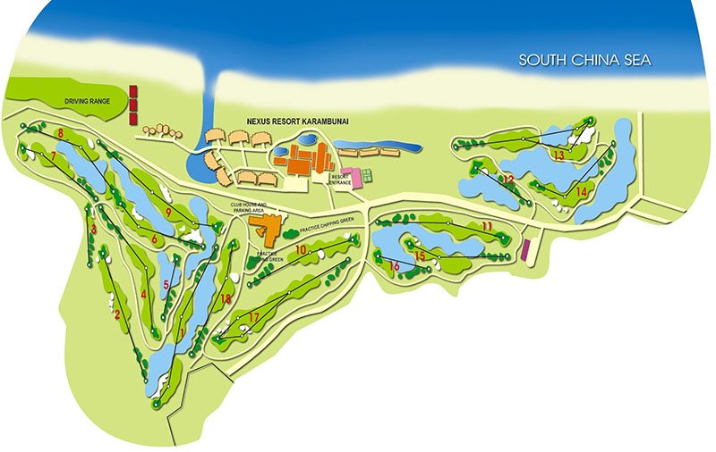 코타키나발루 가람부나이 GC(Nexus Golf Resort Karambunai) Course map, Image fromNexus Golf Resort Karambuna