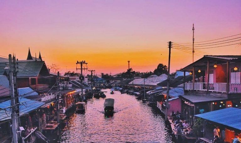 태국 암파와 수상 시장(Amphawa Floating Market) 석양 풍경 landscape, phptp by oiqsels,com