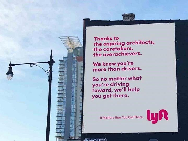리프트(Lyft)의 설득력 있는 광고, '어떻게 가느냐가 중요하다'캠페인, 'It matters how you get there' campaign, Image from ADWEEK