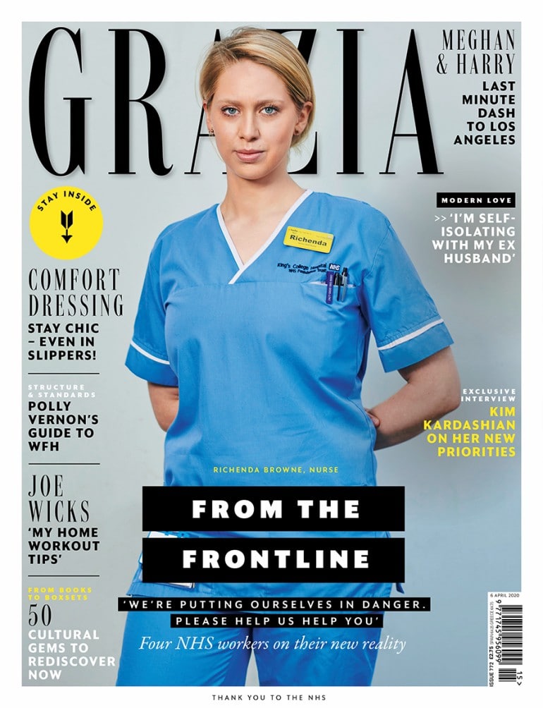 패션 매거진 Grazia의 표지를 장식한 Richenda Browne, 29, is a senior staff nurse in the emergency department at King’s College Hospital NHS Foundation Trust