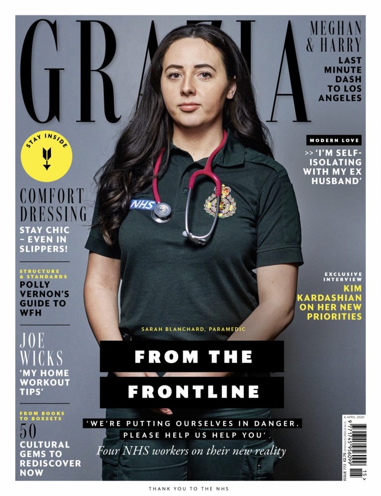 패션 매거진 Grazia의 표지를 장식한 Sarah Blanchard, 27, is a paramedic in Essex