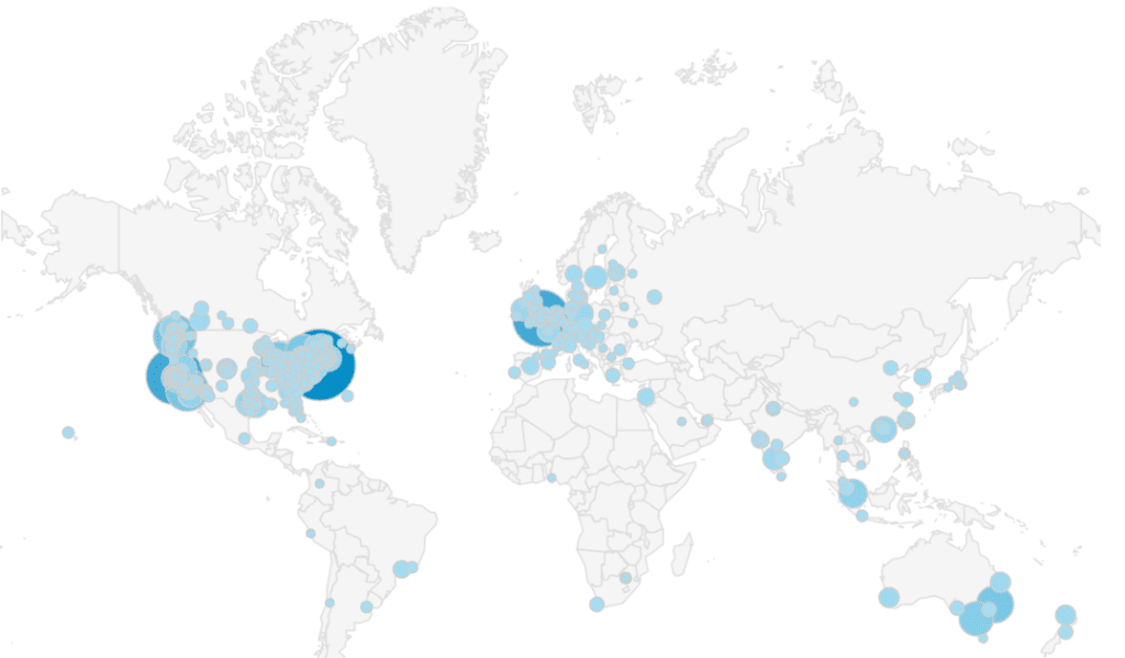 A city view of Stratechery's readers in 2014, The city-by-city view of Stratechery’s readers over the last 30 days