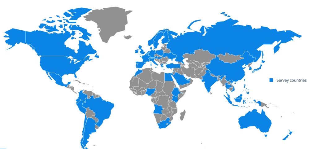 포스스 선정 세계 최고 고용주(Worlds Best Employers)선정을 위한 조사 국가