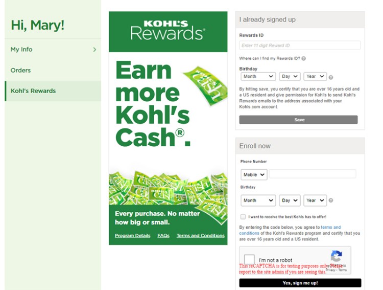 콜스 백화점 고객 로열티 프로그램, Kohl's Rewards Member Program