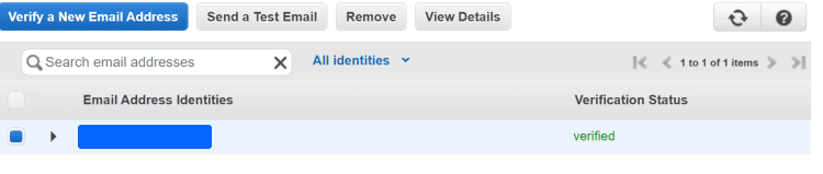 아마존 이메일 서비스, 도메인 검증 완료(verified)