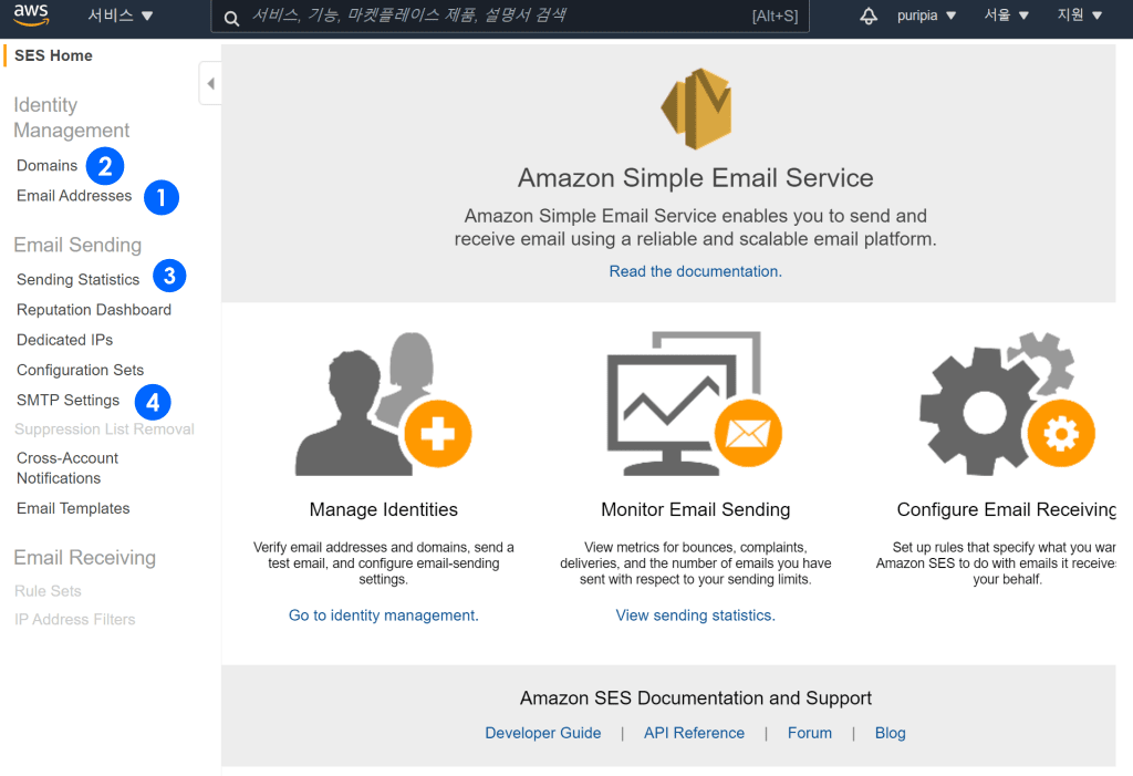 아마존 이메일 서비스 보드, Amazo Simple Email Service Board
