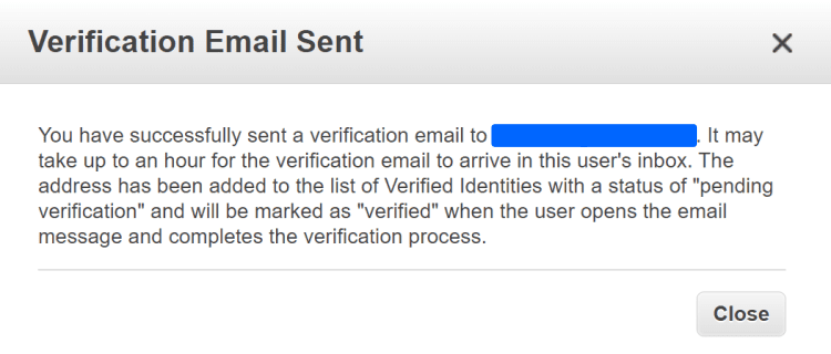 아마존 이메일 서비스, 이메일 주소 검증 메일 발송 메세지