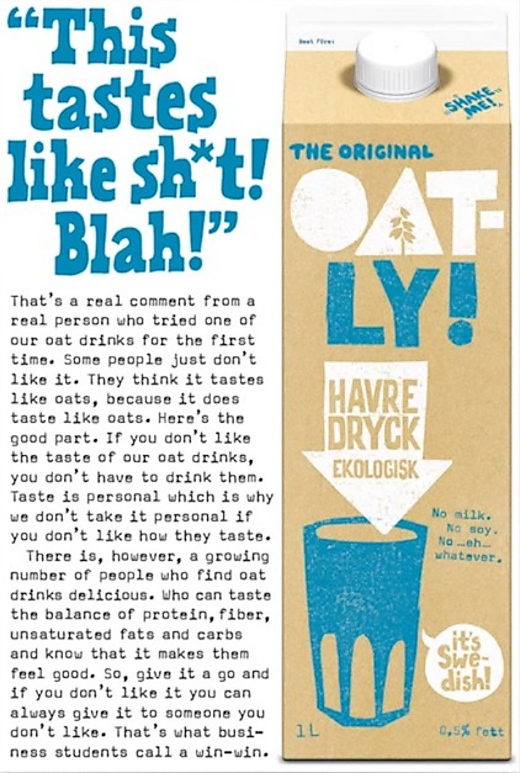 오틀리 브랜드 메세지, This tastes likr shit Blah