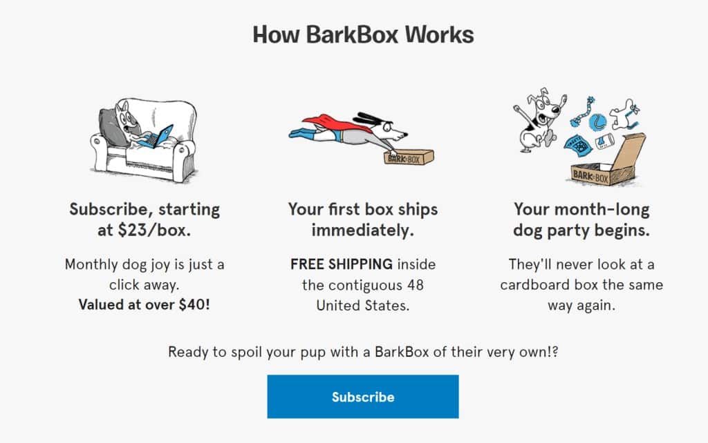 펫 용품 구독 서비스 바크박스(BarkBox) 비즈니스 모델 설명, Image from BarkBox