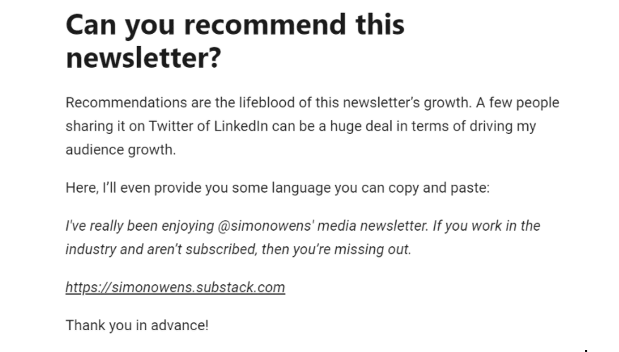 사이먼 오웬 뉴스레터 공유 요청