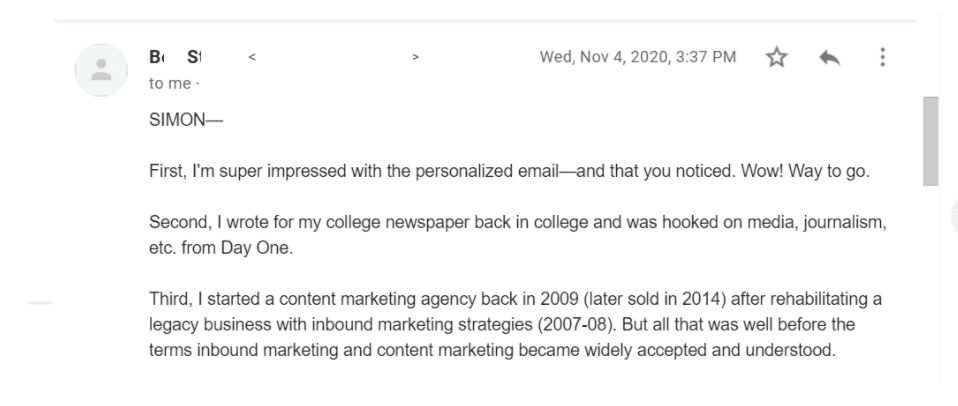 사이먼 오웬 뉴스레터, 유료 가입자에게 보낸 개인 메일에 대한 구독자의 반응