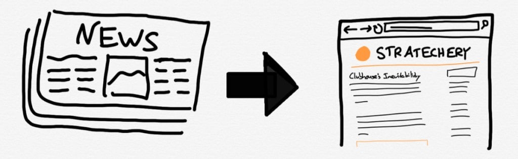 클럽하우스는 미디어 발전의 당연한 수순 - 클럽하우스 혁신 요소는 무엇일까 by Ben Thompson 12 신문 인쇄에서 블로그로 변화