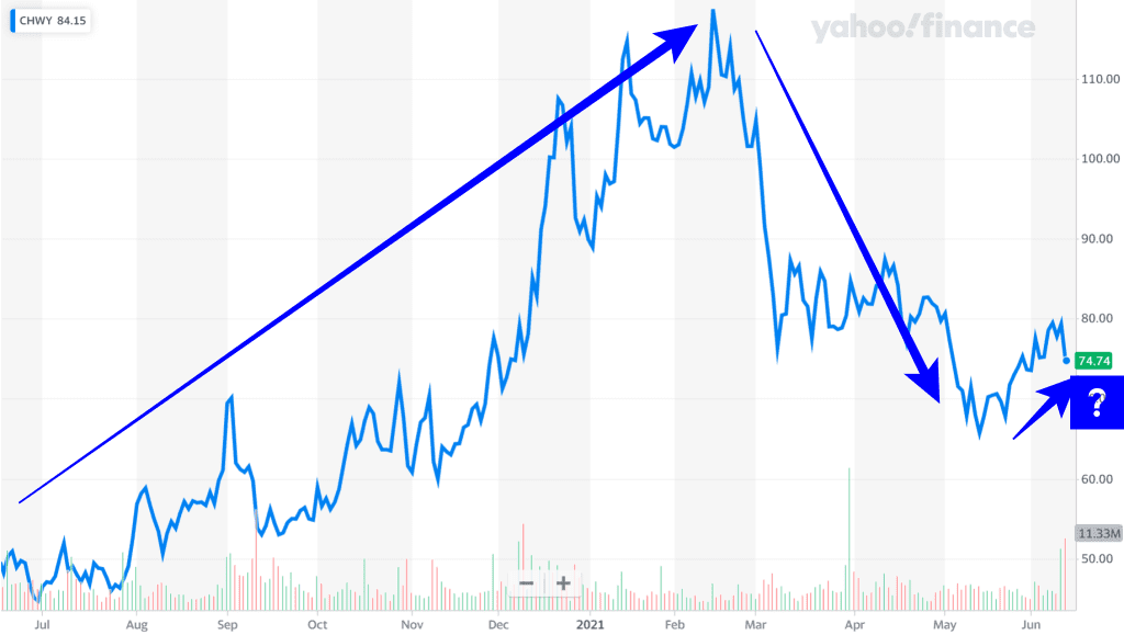 1분기 츄이 실적으로 살펴본 팬데믹 이후 츄이 비즈니스 전망과 츄이 주가 향방? 53 펫푸드 온라인쇼핑 츄이 주가 추이 변화, Chewy stock price