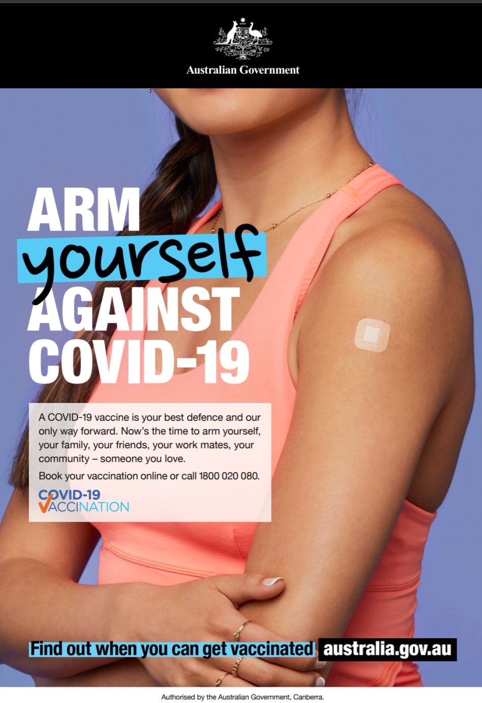 호주 백신 캠페인 Arm Yourself woman