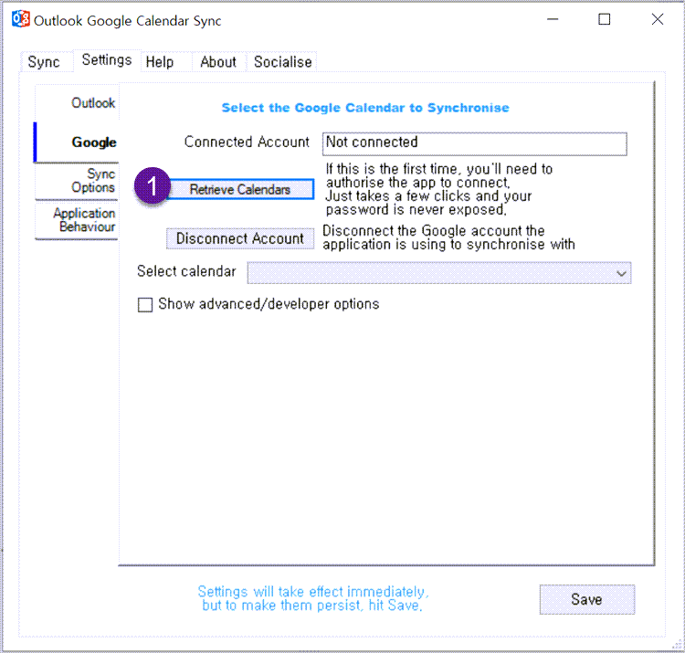 Outlook Google Calendar Sync 설정_구글 계정 연결