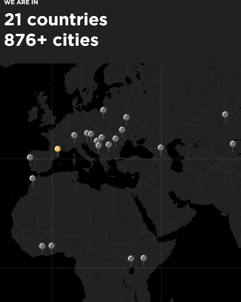 뒤쳐진 유럽에서 부는 퀵커머스 열풍, 10분 배송을 향한한 유럽 퀵커머스 스타트업들 15 스페인 Glovo 사업 국가 및 도시