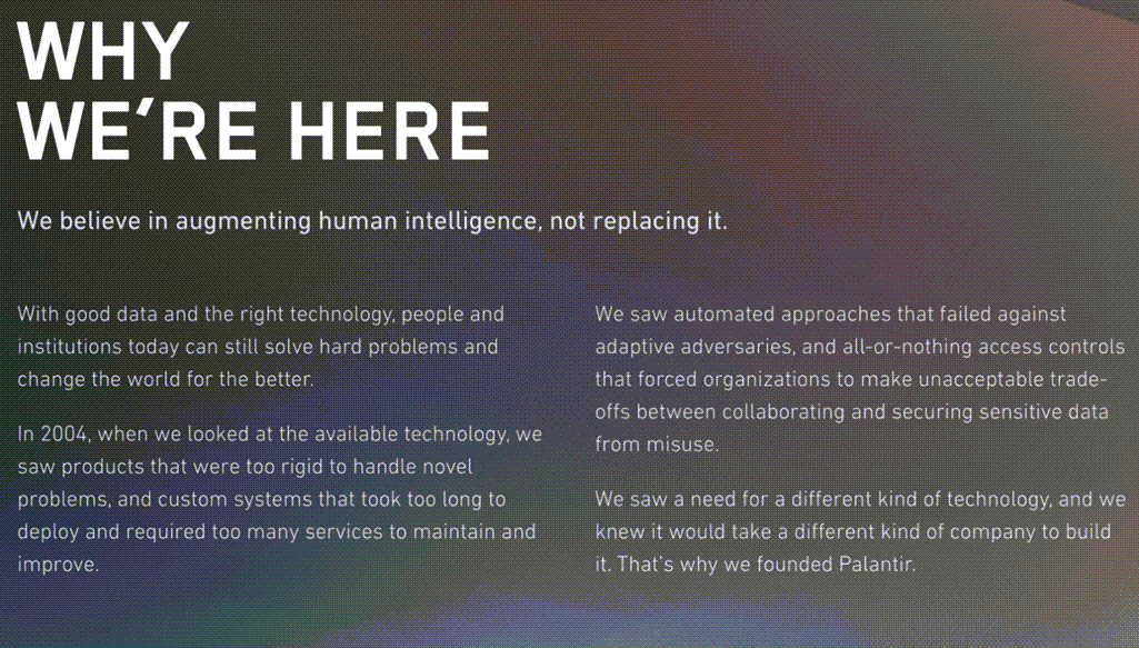 팔란티어 핵심 철학, Palantir core philosophy, Why We're Here