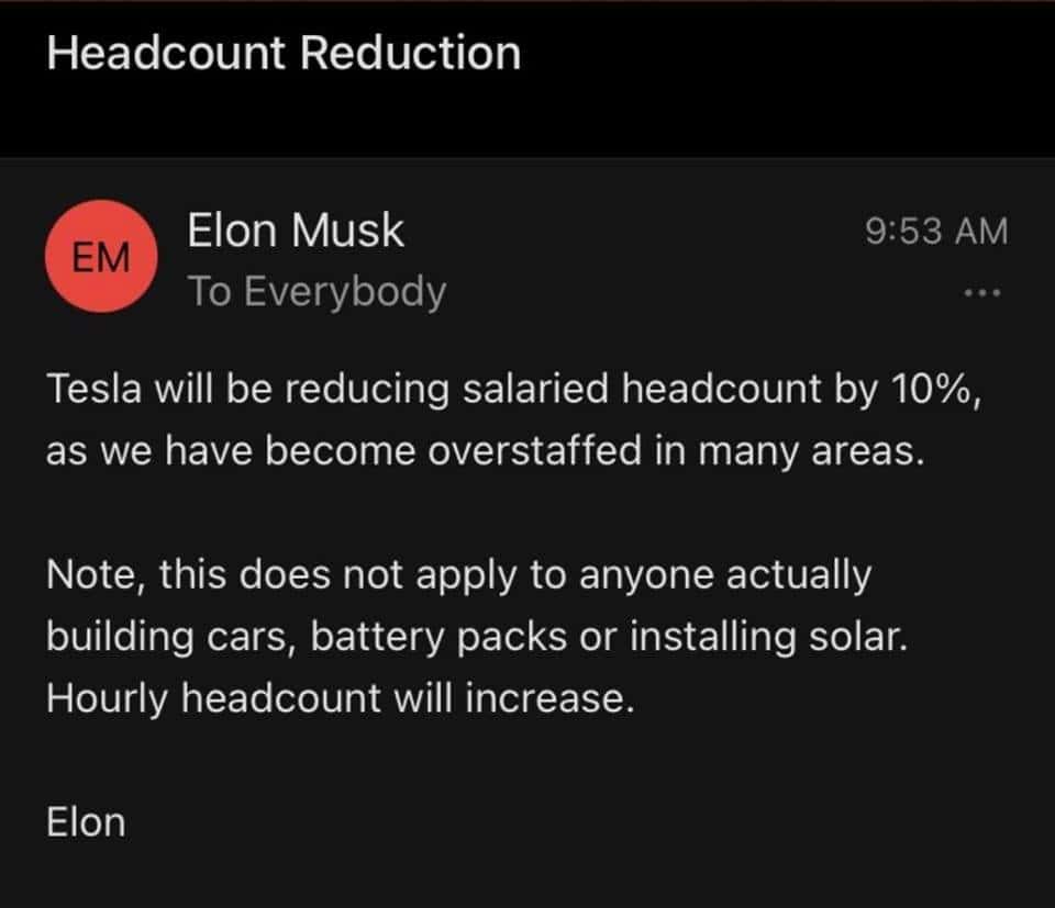 일론 머스크 10% 감원 메세지