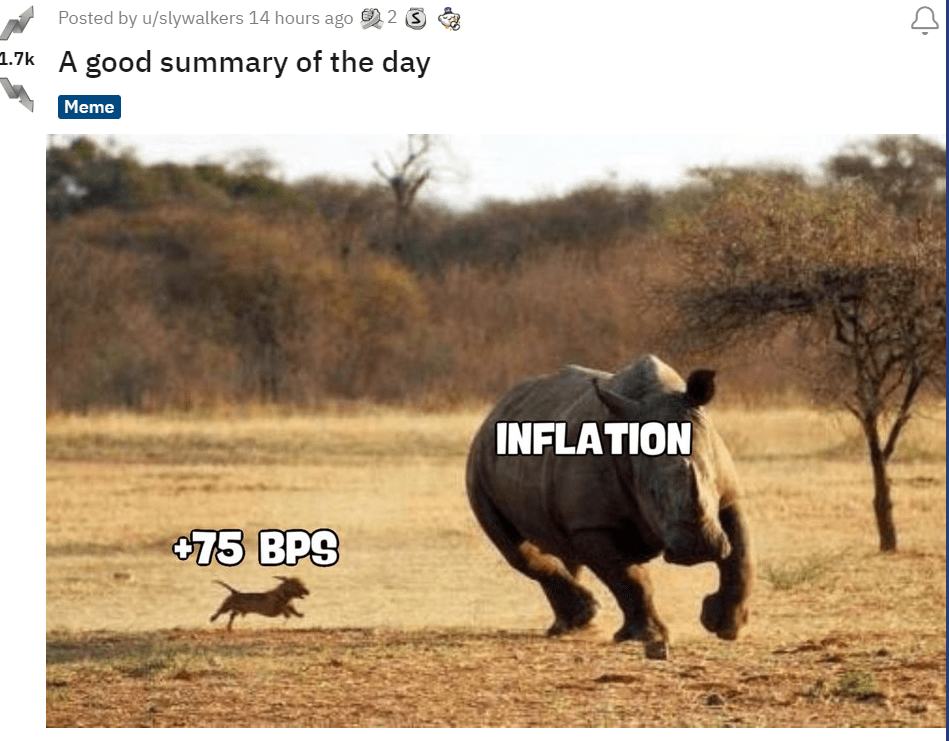 자이언트 스텝 인상과 인플레이션을 풍자하는 래딧 풍자 이미지 