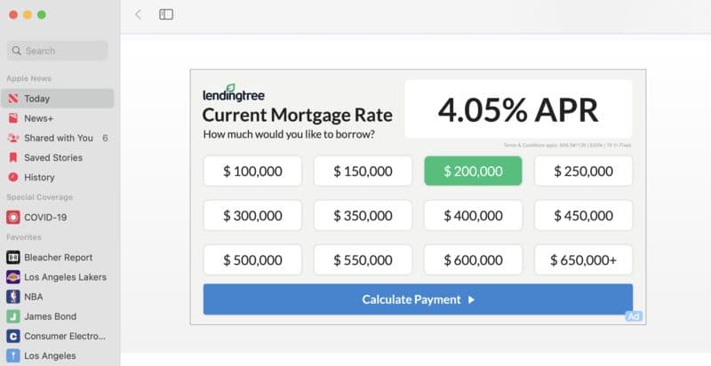 애플 뉴스에서 보녀지는 광고