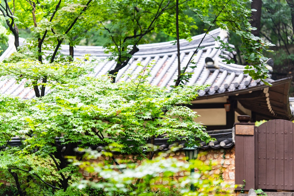 길상사에서 꽃무릇을 담다, 밑에서 바라본 진영각 풍경