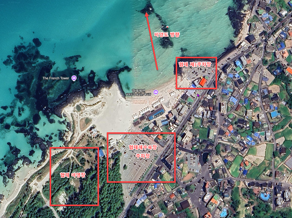 협재해수욕장 주변 주창 위치도, Image by Happist