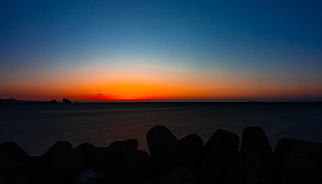 제주여행, 송악산둘레길에 바라본 형제섬근처 여명