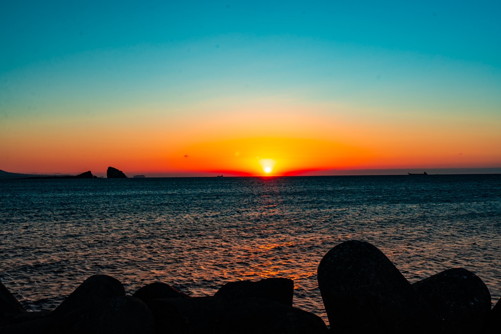 제주여행, 송악산둘레길에 바라본 형제섬근처 일출