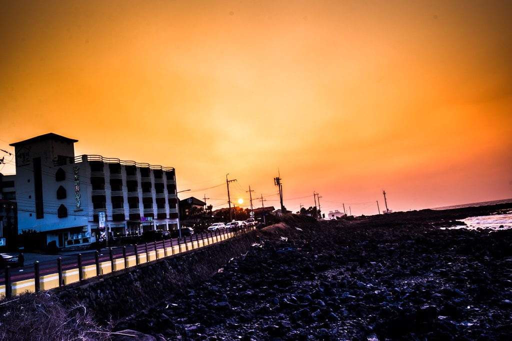 제주여행, 애월바다가의 석양풍경