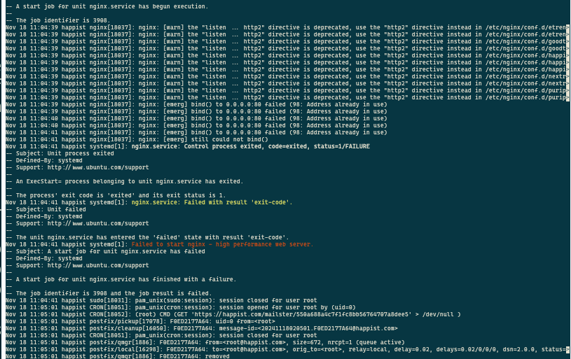 nginx 재시작 실패