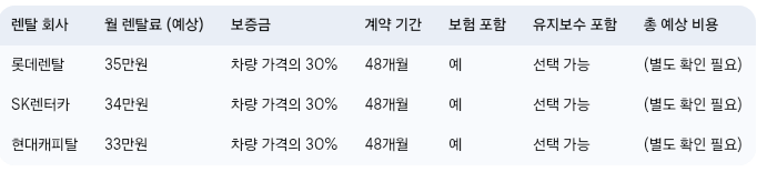 제미나이가 정리한 장기렌트 최적화 방안