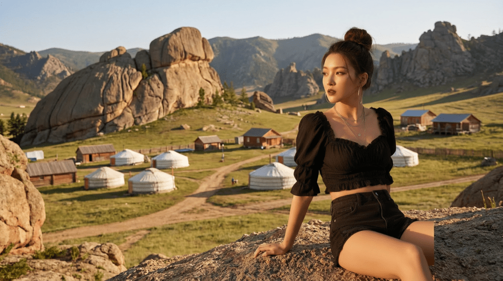 몽골 여행,  테렐지(Terelj)르 보는 여인