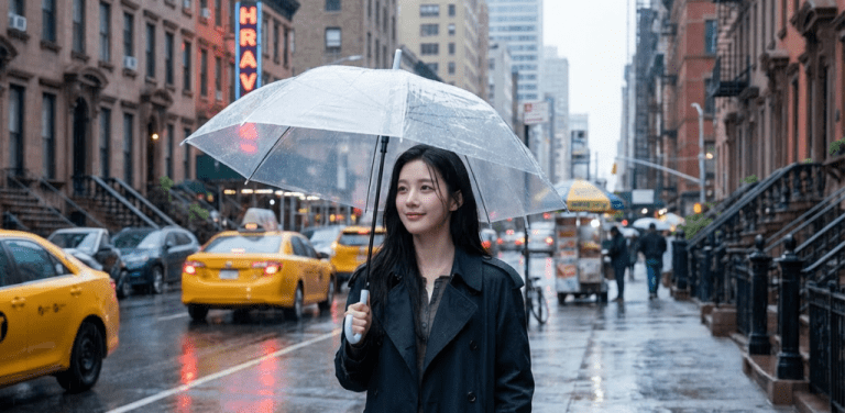 미국 주식 전망, 비오는 거리의 여인처럼 절망속에 희망이 싹트다, Photo by AI