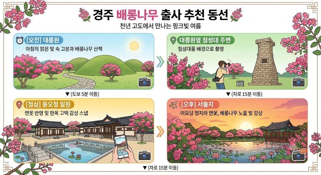 경주 배롱나무 명소 출사 추천 동선 인포그래픽 이미지