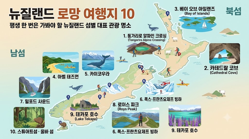 뉴질랜드 여행지 추천 Top 10, Photo by AI