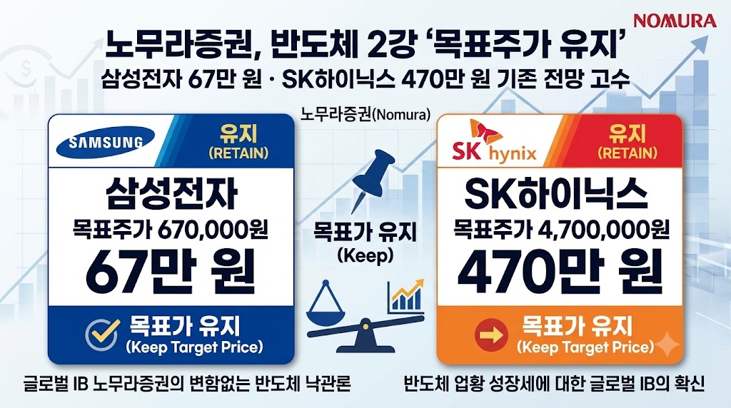 노무라, AI 우려 속 삼성전자 목표주가 67만원·SK하이닉스 목표가 470만원 '유지'